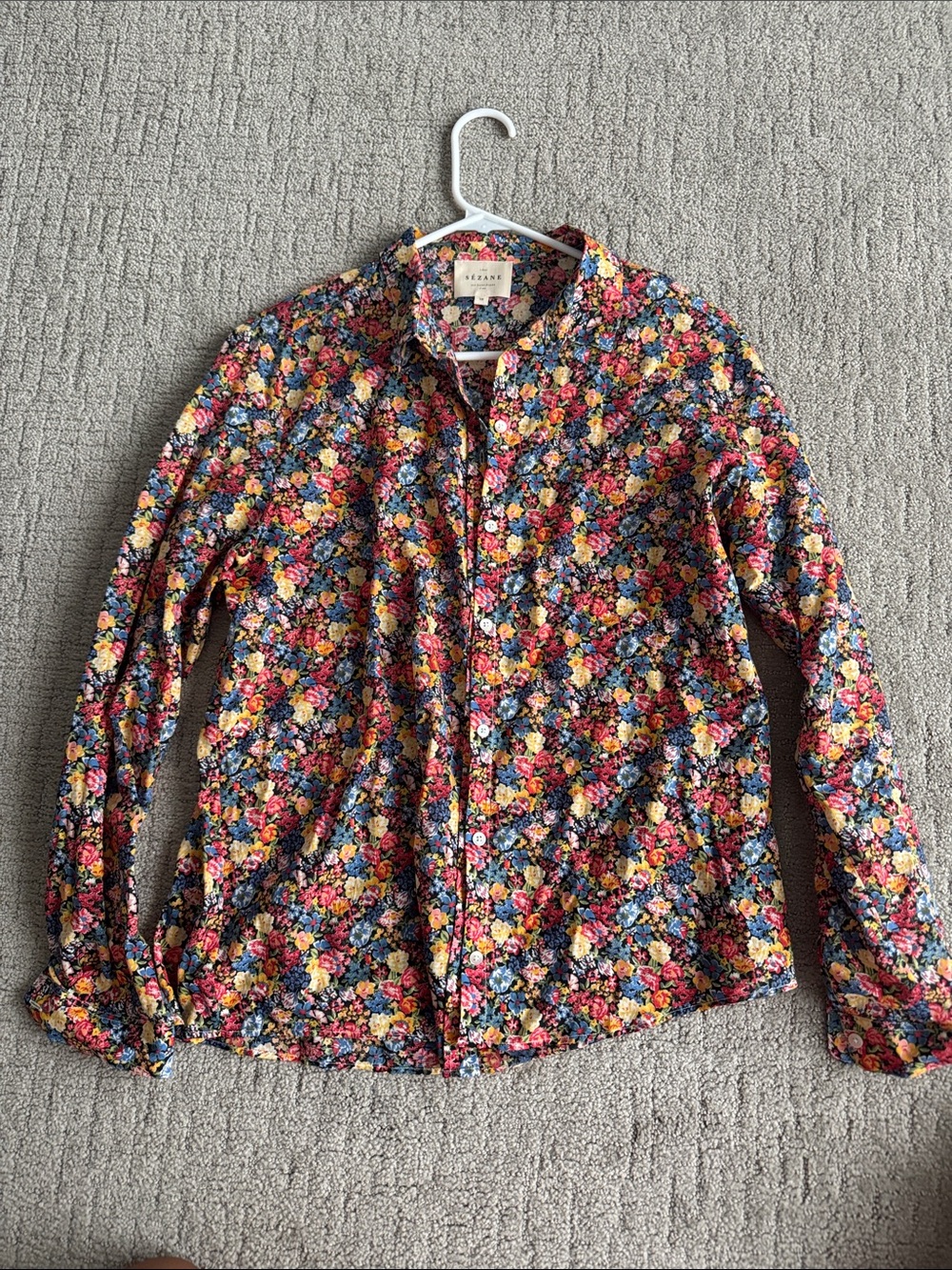 Sezane Floral Button-Up Pierro Shirt